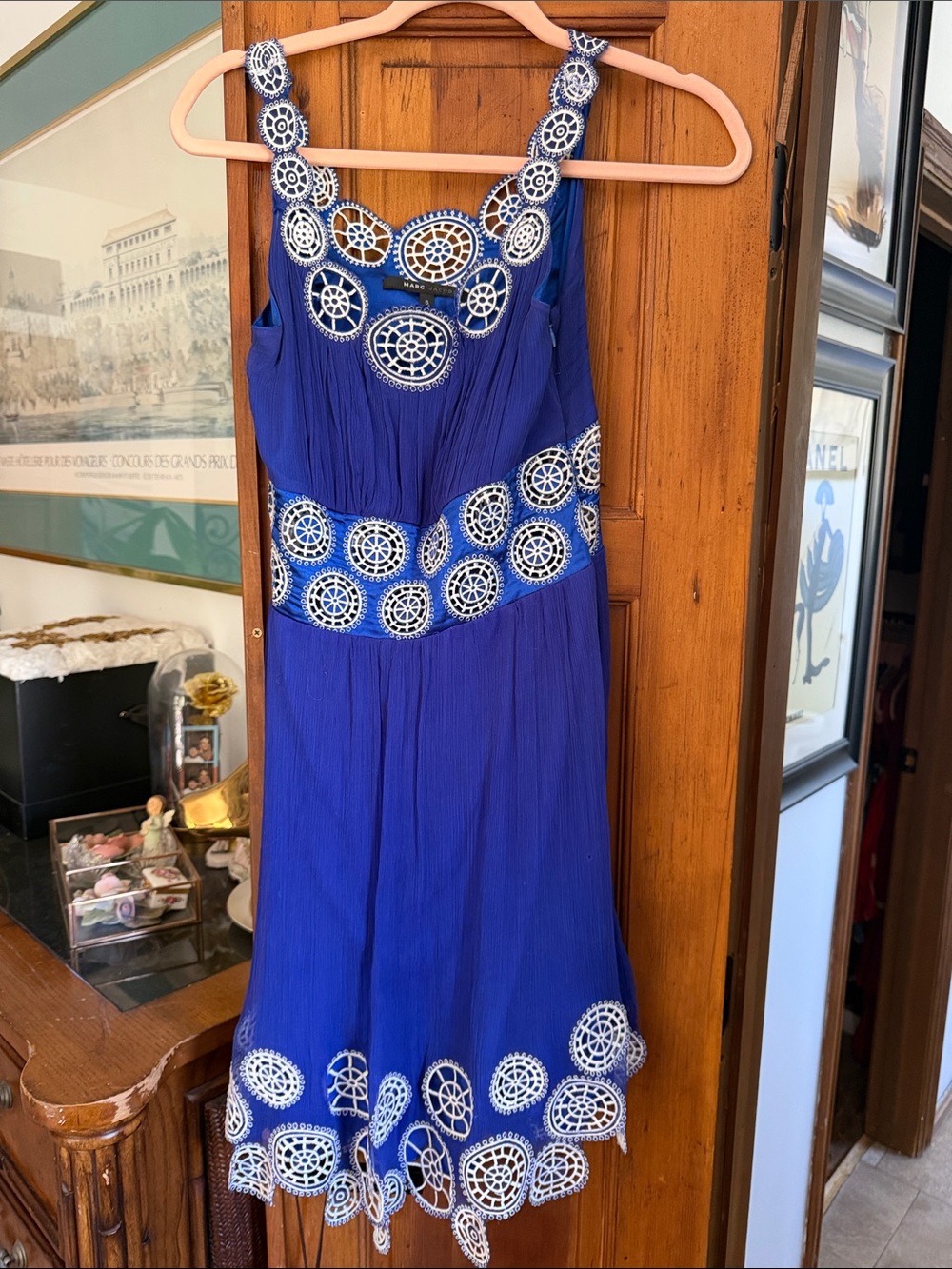 Marc Jacob’s Royal Blue Crochet-Trim Sleeveless Dress